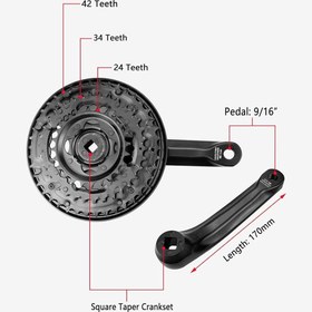 Resim Shimano FC-TY301 170mm 42T 6-7-8V 3lü Aynakol Kapaklı Siyah* 