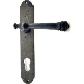 Resim Antika Tarz Dekoratif Pirinç Taşra Yale Kapı Kolu - 220X35 Mm, Oksit 