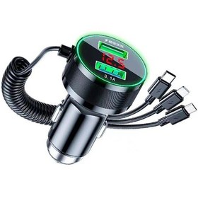 Resim Kablolu Araç Usb Şarj Cihazı 3'ü 1 Arada 2 Bağlantı Noktalı 150w Hızlı Şarj, Lcd İle İphone Uyumlu 13 Pro Max 12 11 Mini Samsung Xiaomi Cep Telefonu 