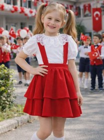 Resim Karavul Kız Çocuk Kurdele Detay Jile ve Gömlek | 23 Nisan Gösteri Kıyafeti - Özel Gün 5-10 Yaş 