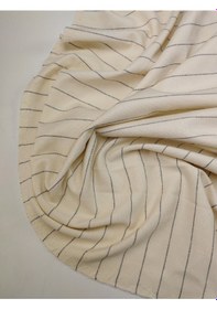 Resim Krem Siyah Çizgili İnterlok Örme Kumaş En 180 Cm X Boy 310 Cm -10643 Siyah 