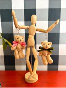 Resim Atelier Çağla Kurdeleli Teddy Peluş Ayıcık Anahtarlık (kırmızı Pötikare) 
