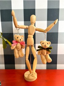 Resim Atelier Çağla Kurdeleli Teddy Peluş Ayıcık Anahtarlık (kırmızı Pötikare) 
