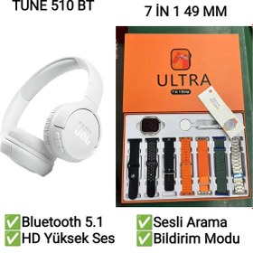Resim CoolBass Tune 510 BT Kablosuz Kulaklık + Watch 8 Ultra 7 Kordonlu Akıllı Saat 