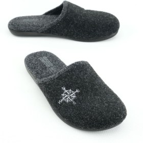 Resim Gezer Kışlık Erkek Keçe Çıkarılabilir Taban Ev Bahçe Terlik 