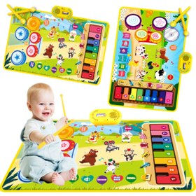 Resim Etkileşimli Gençler İçin Müzikal Piyano Matı - Renkli Hayvan & Nota İkonları ile Yumuşak Polyester Klavye Battaniyesi, Erkek & Kız Çocukları İçin Eğlenceli Öğrenme Oyuncak, Halloween & Noel İçin Mükemmel Hediye, Rastgele Renk, Piyano Aksesuarları 