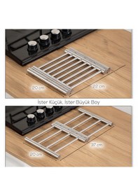 Resim Porsima Ivo-ks162 Paslanmaz Çelik Nihale Açılır Tencere Tava Altlığı Metal Altlık Gümüş 
