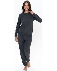 Resim U.s Polo Assn. 20113 Kadın Uzun Kollu Bisiklet Yaka Paçası Lastikli Rahat Ev Giyim-antrasitmelanj Antrasit Melanj 