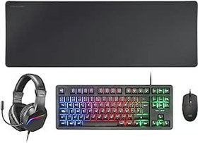 Resim Mars Oyun MCP-RGB3 Oyun Klavyesi Seti, Sağlam, RGB + Oyun Faresi RGB Flow 3200 DPI + Kulak Üstü Kulaklık RGB + Fare Altlığı XXL, Siyah, Portekizce Dil 