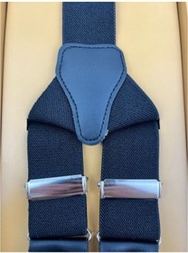 Resim Siyah Düz Erkek Pantolon Askısı Siyah 