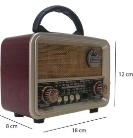 Resim Nostaljik Bluetooth ve USB Destekli Portatif Radyo, Şarjlı, Fm, Sd Kart Uyumlu 