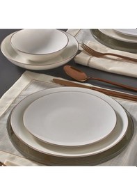 Resim Güral Porselen Atina 33063 Dg 24 Parça 6 Kişilik Porselen Yemek Takımı Beyaz - Altın 