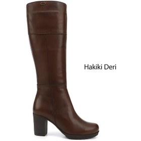 Resim Gönderi R Kadın Kahverengi Fermuarlı Kalın Topuklu Hakiki Deri Çizme Gkzc13444602 Kahverengi 
