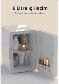 Resim Kiwi KRF-2505 Led Işıklı Taşınabilir Soğuk - Sıcak Ayarlı Kozmetik Mini Buzdolabı 