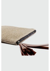 Resim Shule Bags Juno Püskül Detaylı Hasır Clutch Çanta Taba Taba 