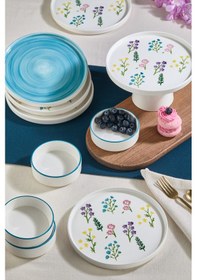 Resim Art Botanical 11 Parça Ayaklı Handmade Premium Kahvaltı Takımı - 6 Kişilik Kahvaltı Takımı Setiü Çok Renkli 