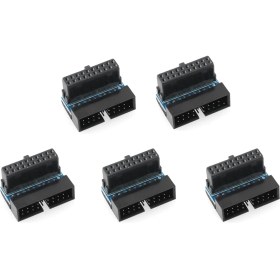 Resim Gorgeous 5 Adet USB 3.0 20PIN Erkek Dişi Uzatma Adaptörü Açılı 90 Derece Anakart Anakart Bağlantı Soketi (Aşağı) (Yurt Dışından) 