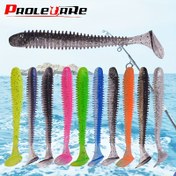 Resim 10/30/50 Adet Paddle Tail Yumuşak Yem, Bionic Swimbait, Carp Bass Için Çift Renkli Kauçuk Yemler 