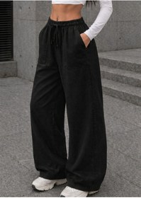 Resim Hera Moda Kadın Siyah Gabardin Cepli Yıkalı Keten Pantalon 