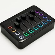 Resim Şarj Edilebilir USB Oyun Ses Mikseri, RGB Aydınlatma, XLR Mikrofon Arayüzü, Bireysel Kontroller, Ses Seviyesi Ayarı, Sessiz Tuşları ve 48V Fantom Güç ile Podcast Yapımı, Kayıt, DJ, Karaoke için Ses Mikser Paneli 