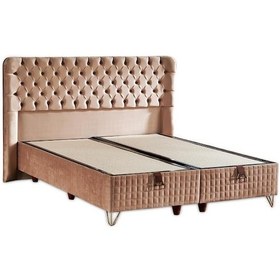 Resim Elegance Lüks Baza Ve Başlık Seti 160x200 Cm Çift Kişilik Krem Babyface Kumaş Baza Ve Başlık Takımı 