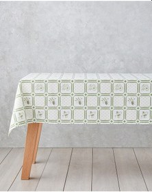 Resim Botanical Garden Pamuk Masa Örtüsü 150x200 Cm Beyaz - Yeşil Beyaz - Yeşil 