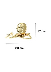 Resim Atatürk Silüet Imza Tasarımlı Gold Metal Yaka Rozeti 1 Adet Çok Renkli 