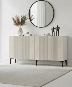 Resim Ka1511bt Corsa150 Konsol, Kahve Köşesi, Tv Sehpası Beyaz-traverten Kapak 150cm Beyaz 
