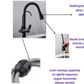 Resim Fleko Arıtmalı Spiralli Pull-out Mutfak Bataryası Siyah 