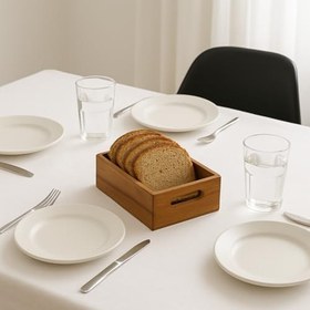 Resim Deconox Akasya Ağacından Ahşap Ekmeklik, Akasya Ekmek Sunum Sepeti, Ekmek Sunum Kutusu 25x14x8 cm 