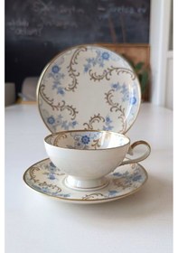 Resim 12401 Vintage Çay Fincanı Seti 3 Parça Mavi 