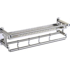 Resim Xinh Homeminn Punch Içermeyen Çift/tek Katmanlı Paslanmaz Çelik Havlu Rafı (60*15.5*15.5cm) (Gümüş) (Yurt Dışından) 