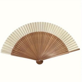 Resim 1 adet Retro Bambu Katlanır Yelpaze, Taşınabilir Yazlık Elde Tutulan Yelpaze, Ahşap Çerçeve ve Beyaz Kağıt Kanatlı Kalp Şeklinde Origami Yelpaze, Anneler Günü, Mezuniyet Töreni, Doğum Günü Hediyeleri ve Aksesuarları için Mükemmel, Ahşap Çerçeveli Yelpaze, Bambu Dekorasyon 