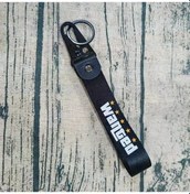 Resim Hightower Lınlenpa Araba Tutkunu Polyester Bileklik Anahtarlık - Siyah Kayış, Beyaz "wanted" Yazı Ve 3 Yıldız, Anahtar Ve Kapı Kancaları İçin Dayanıklı Aksesuar, Black1 