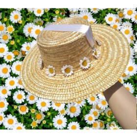 Resim Kadın Hasır Papatya Gondol Bağlamalı Kurdale Beyaz 