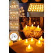 Resim LED Mum 4 Adet Ledli Mum Model Işıklı Tealight Mum Pilli 