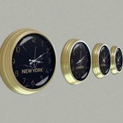 Resim Platin Saat 40 Cm Prinç Metal Siyah Kadran 4 Adet Set Otel Dünya Saati 