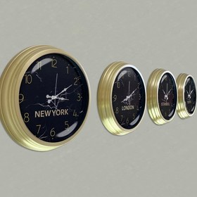 Resim Platin Saat 40 Cm Prinç Metal Siyah Kadran 4 Adet Set Otel Dünya Saati 