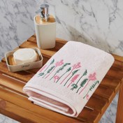 Resim Nuvomon Botanical Nakışlı Yüz Havlusu - Pudra - 50x80 cm 