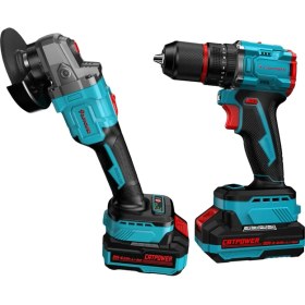Resim Catpower E1030 Kömürsüz Li-Ion Akülü Vidalama ve Avuç Taşlama Seti 20V 4.0AH+2.0AH Yüksek Tork 