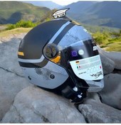 Resim Sway 715 Şeffaf Vizörlü Yarım Motosiklet Scooter Kaskı L Beden Gemini Grey 