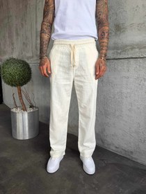 Resim Ekru Keten Baggy Pantolon - S 
