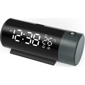 Resim Shopytech Projeksiyonlu Dijital Çalar Saat Çift Alarm Termometre 180 Döner Kırmızı Projeksiyon Otom Siyah 