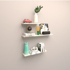 Resim Rafkestir 3 Lü Gizli Bağlantılı Raf Set ( 80 - 40 - 40 ) Krem ( Mat ) 