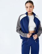 Resim Şardonlu Renk Bloklu Reglan Kol Fermuarlı Sweatshirt 