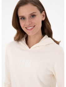 Resim U.S. Polo Assn. Kadın Krem Kapüşonlu Basic Sweatshırt 50289536-VR071 