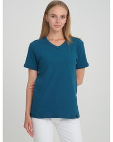 Resim Alexandergardı Fitilli V Yaka Comfort Fit T-shirt E24-74602 001 