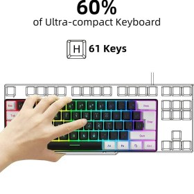 Resim Leaven K620 Hot Swap 61 Tuş Kablolu Mekanik Klavye-3 Adet Hediye Switch İle- Rainbow Aydınlatmalı 