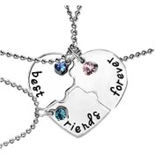 Resim Bff Arkadaşlık Taşlı Kalpli Kolye Best Friends Forever Kolyesi Gümüş 