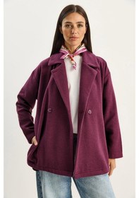 Resim Shade Kadın Kruvaze Yaka Cep Detaylı Kaşe Blazer Ceket 60283757 - Mor 